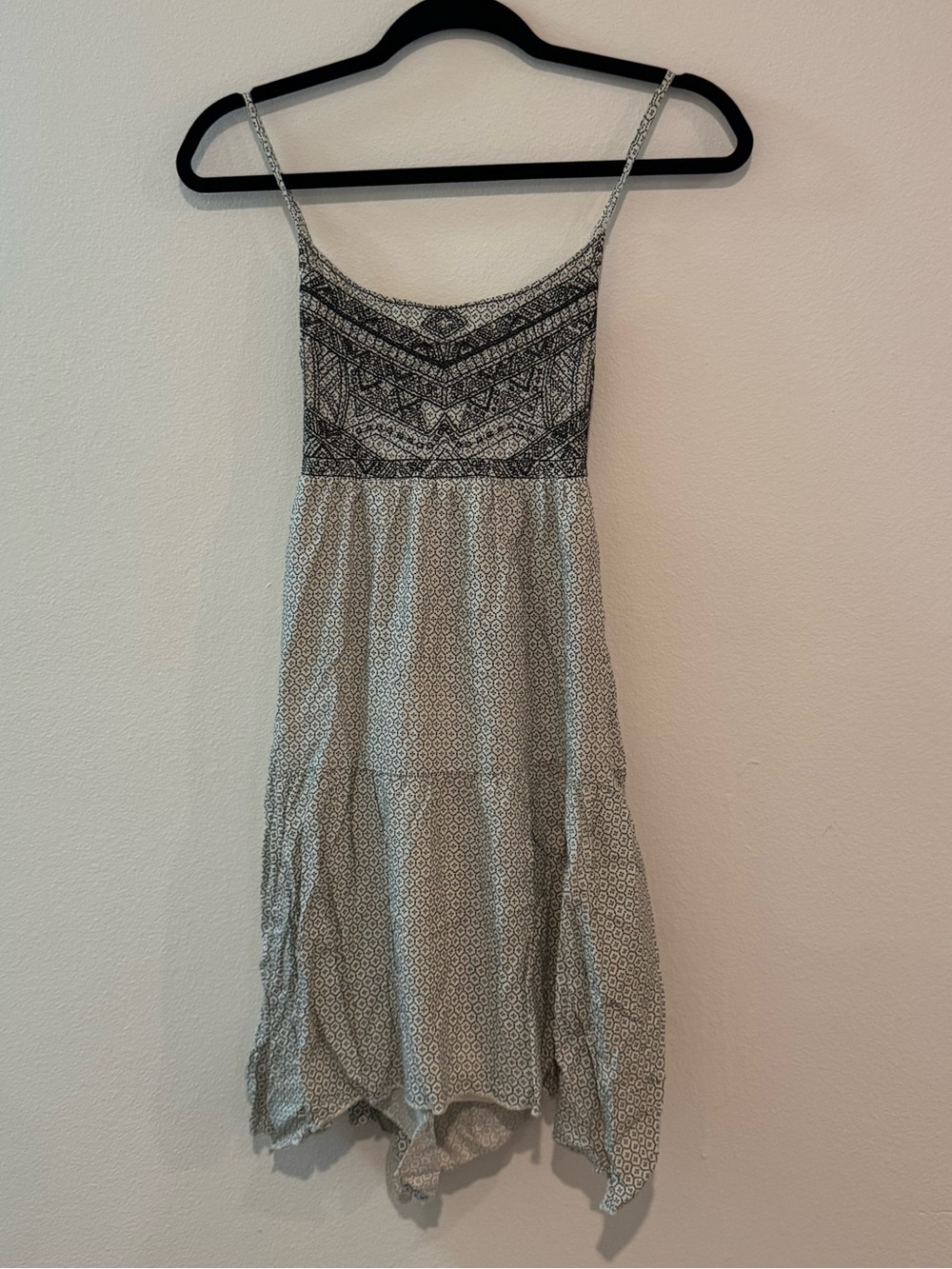 American Eagle Boho Spaghetti Strap Summer Dress in Black and White